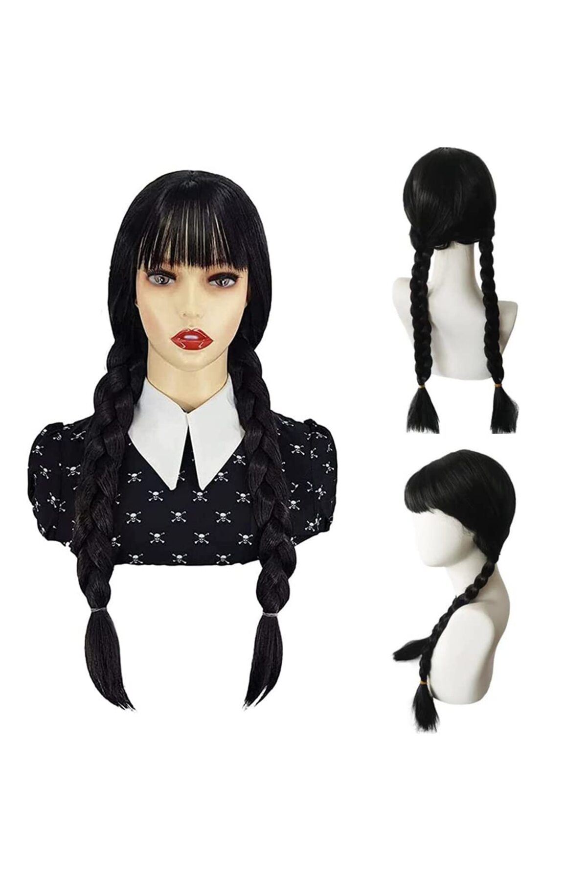 Thinkos Wednesday Siyah Örgülü Peruk