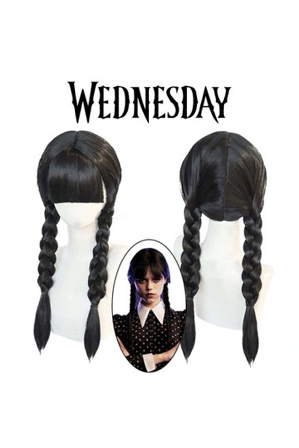 Thinkos Wednesday Siyah Örgülü Peruk