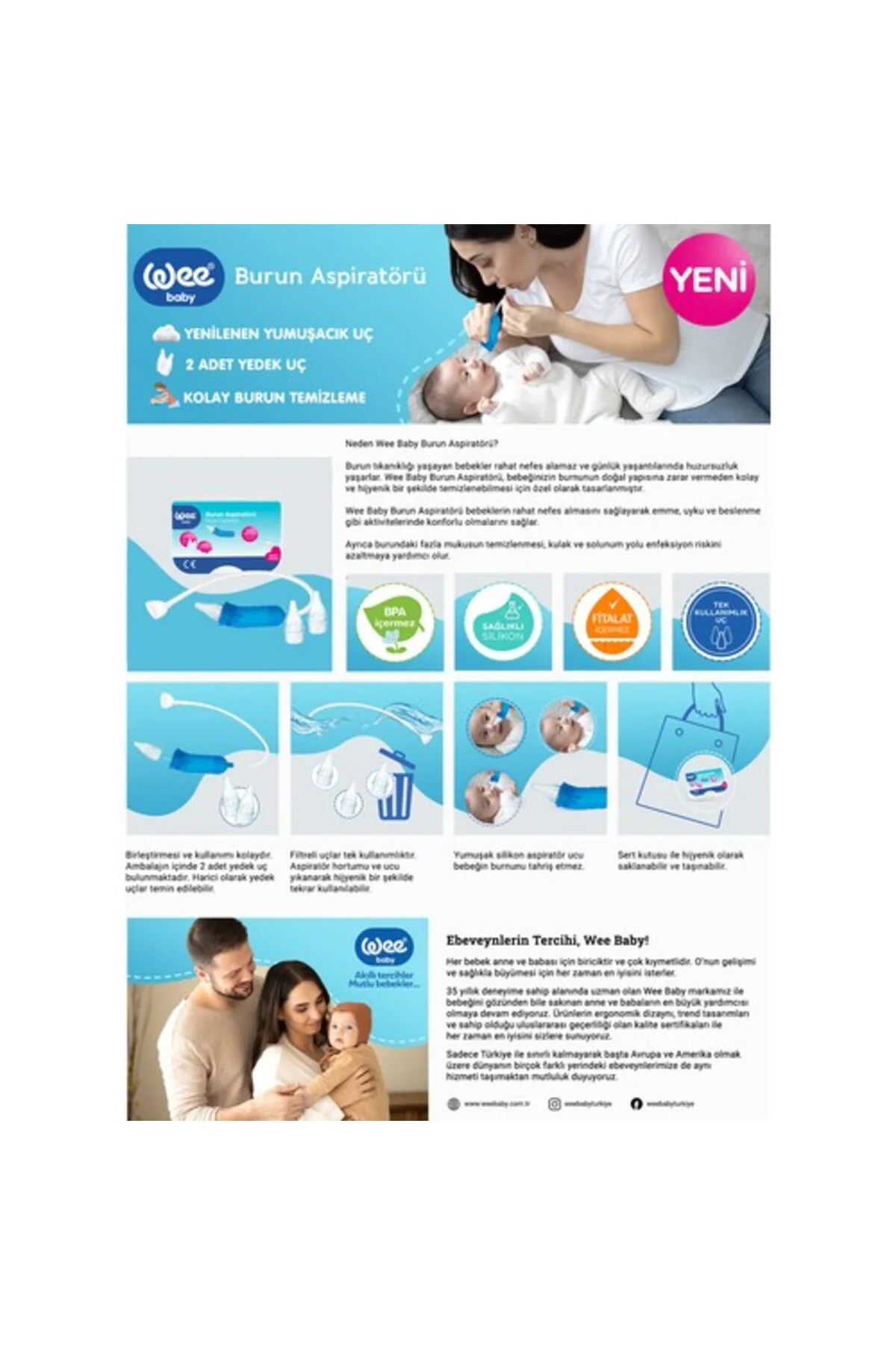 Wee 162 Nasal Burun Aspiratörü 2 Yedekli