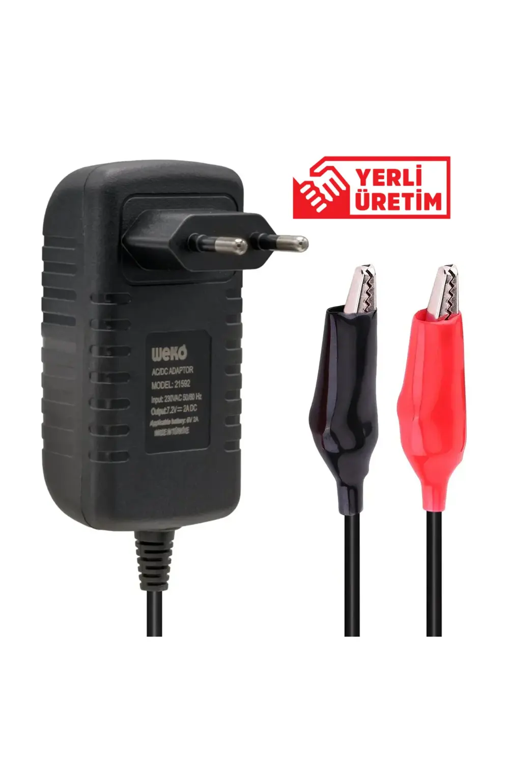 Weko 7.2 Volt - 2 Amper Krokodil Uçlu Priz Tip Ledli Yerli Üretim