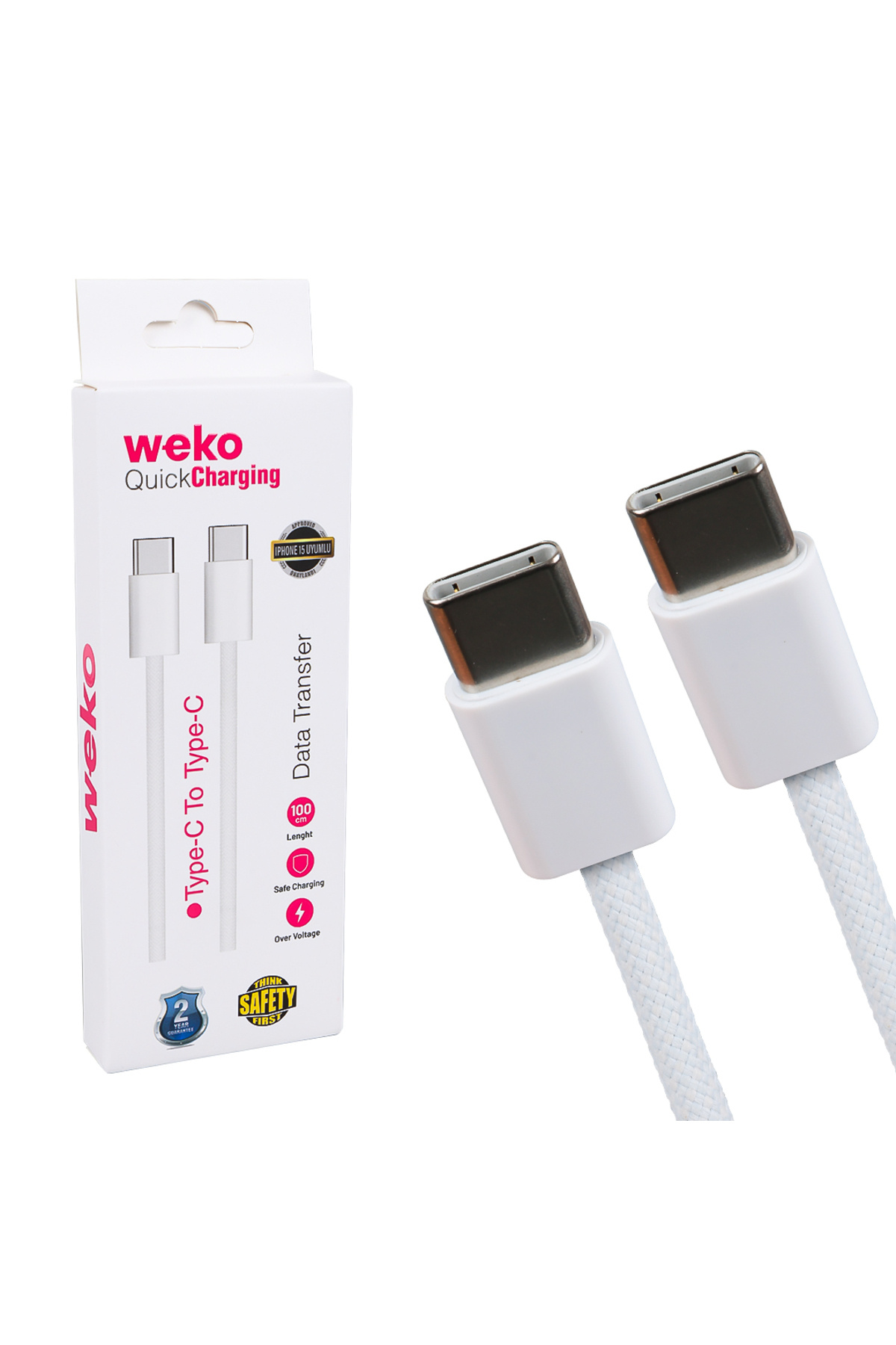 Weko Wk-26525 Beyaz Iphone 15 Type-C To Type C Şarj Kablosu