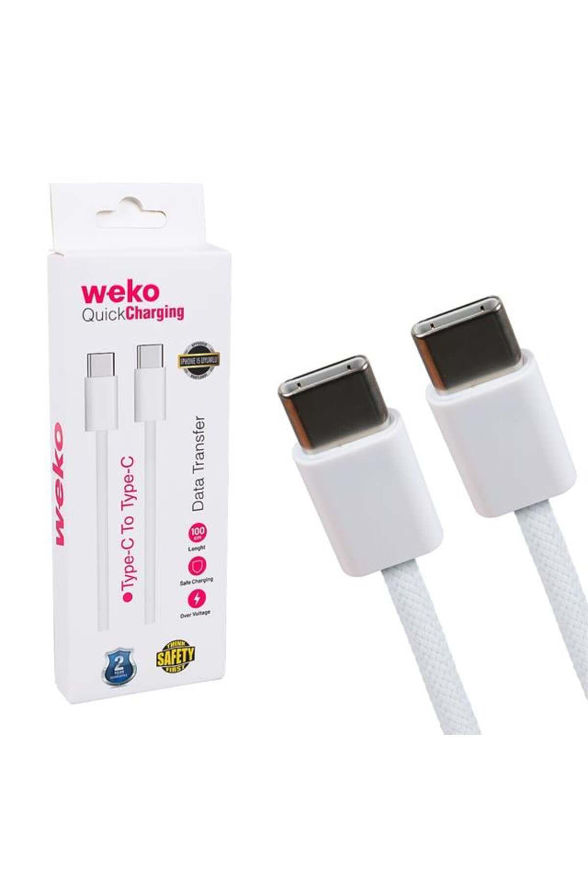 Weko Wk-26525 Beyaz Iphone 15 Type-C To Type C Şarj Kablosu