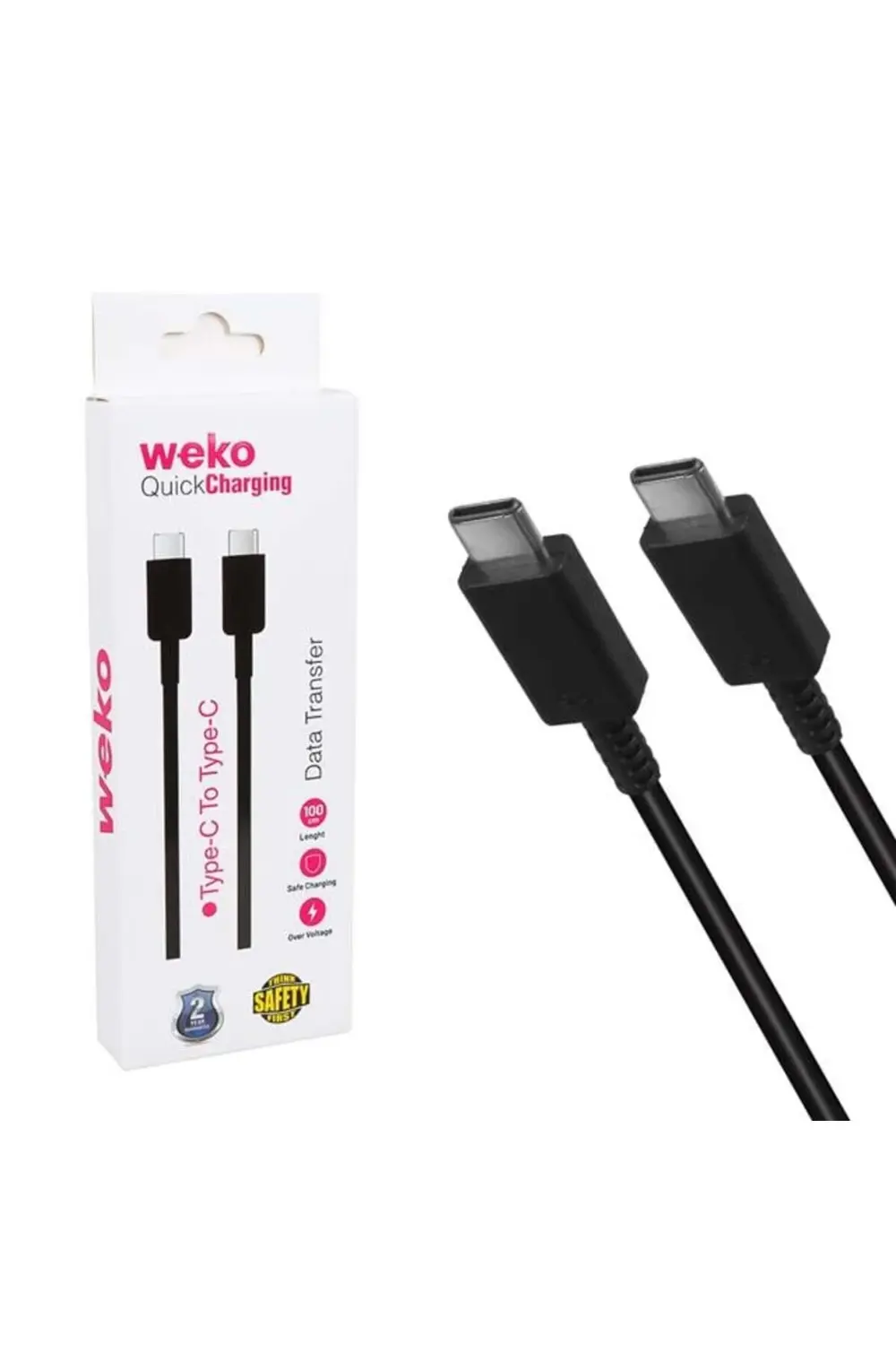 Weko Wk-26526 Type-C To Type-C 1 Metre 5A Siyah Şarj Kablosu