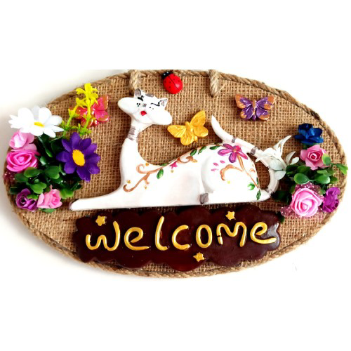 Welcome Yazılı Kedili El Yapımı Kapı Süsü Welcome Yazılı Kedili El Yapımı Kapı Süsü