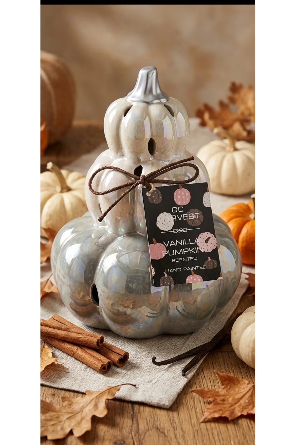 Wellesley Manor Pumpkin Vanilla Kokulu Dekoratif El Boyama Seramik Balkabağı