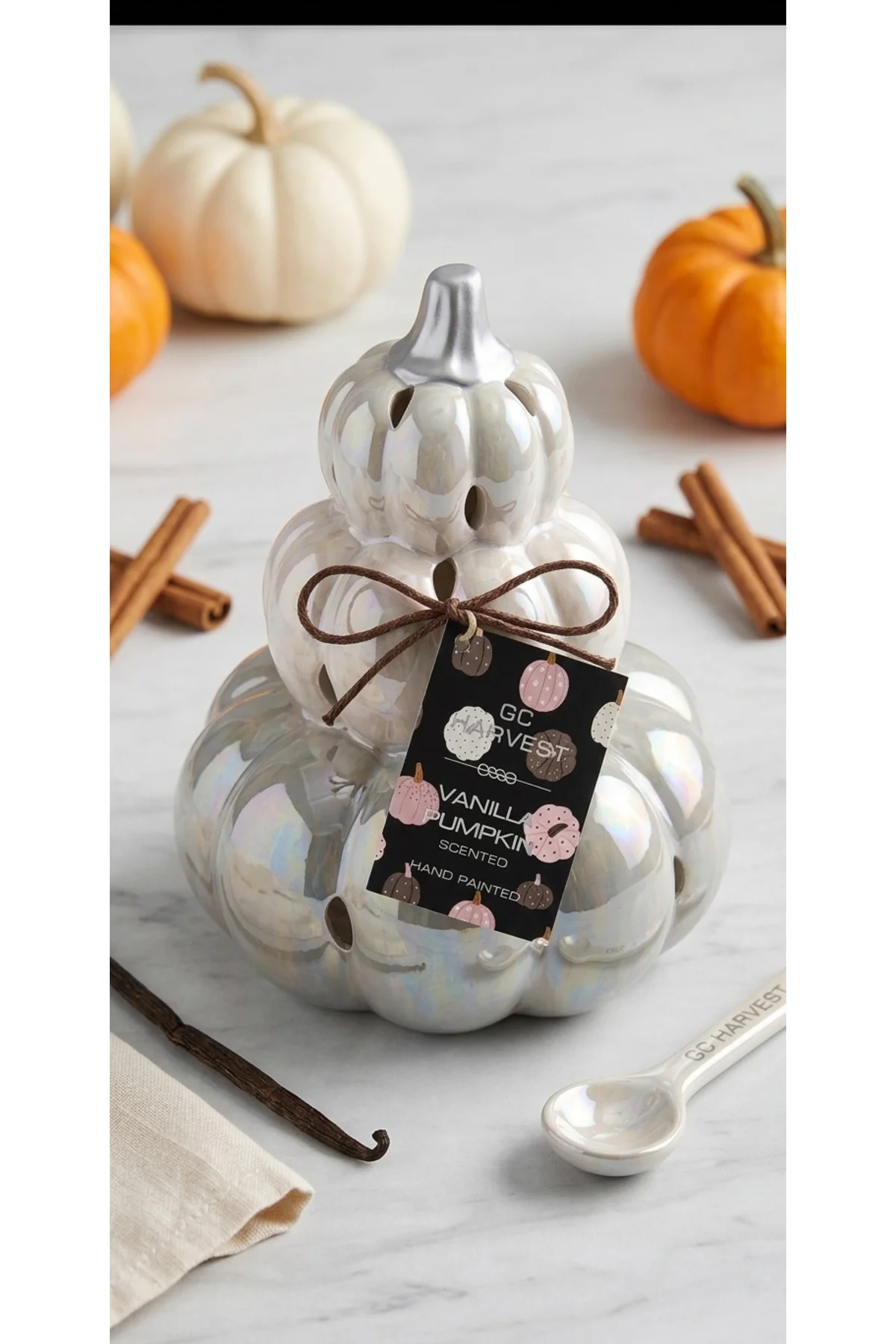 Wellesley Manor Pumpkin Vanilla Kokulu Dekoratif El Boyama Seramik Balkabağı