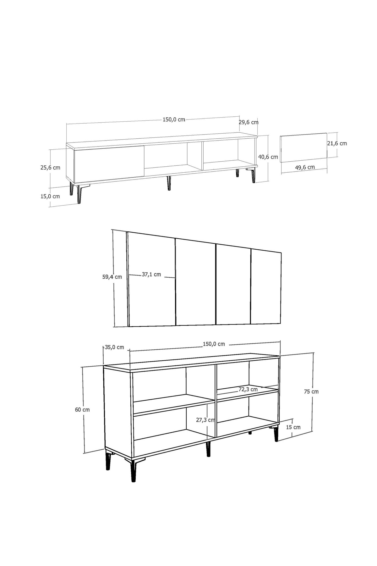 Cantek Dizayn Wenyct Konsol (Kb150), Tv Sehpasi 2 Li Salon Takimi Beyaz-Beyaz