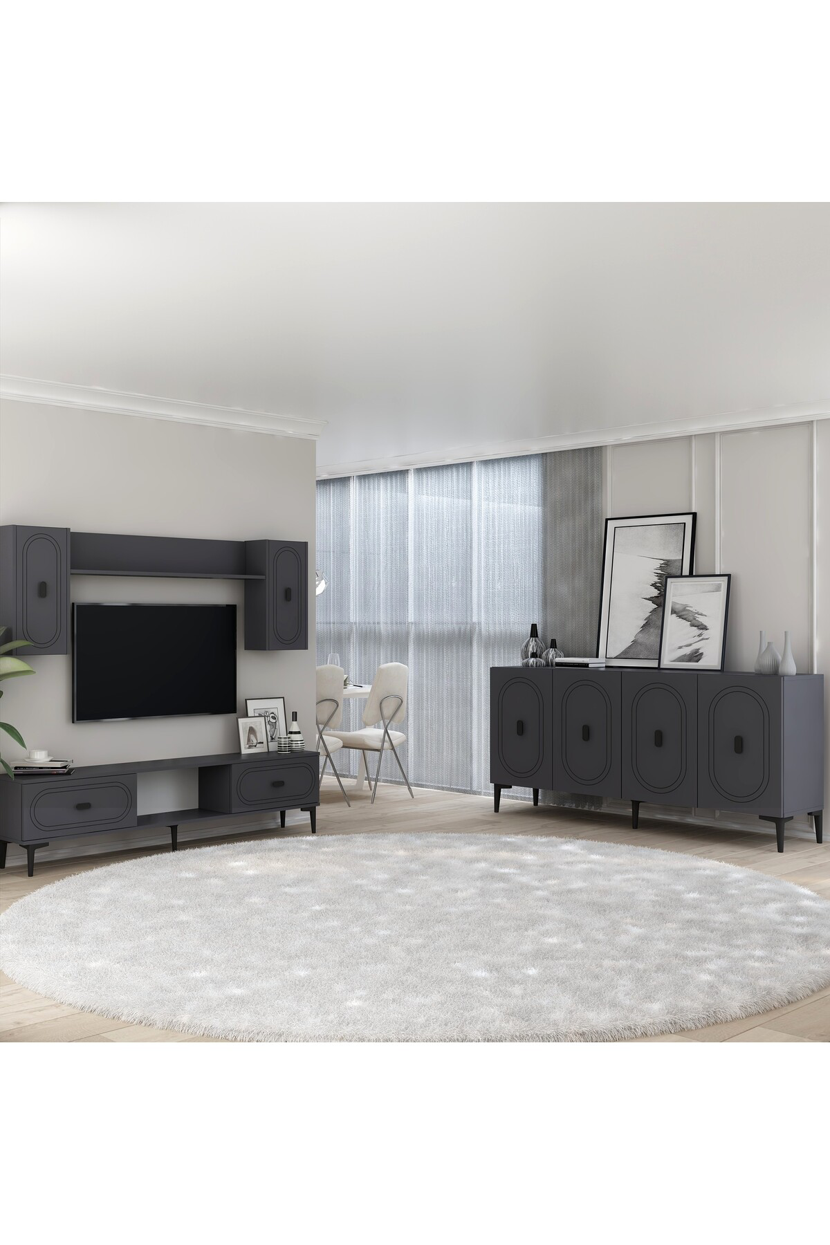 Cantek Dizayn Wenyct Konsol (Kb150), Tv Ünitesi 2 Li Salon Takimi Antrasit-Antr