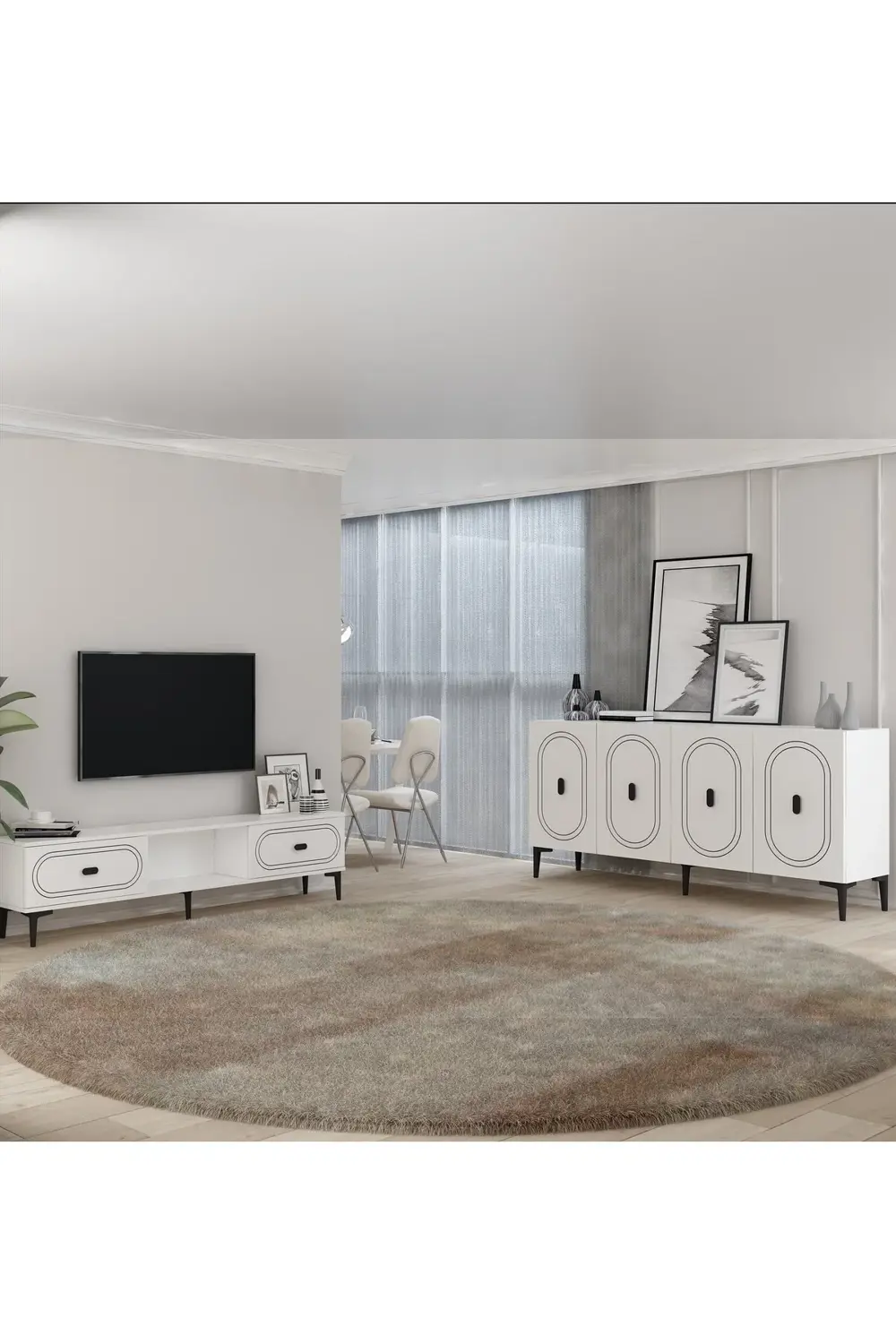 WENYCT KONSOL (KB150), TV SEHPASI 2 Lİ SALON TAKIMI BEYAZ-BEYAZ