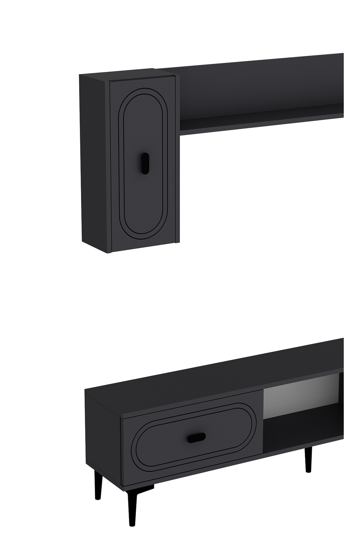 Cantek Dizayn Wenyct Tv Ünitesi Takimi Antrasit-Antrasit