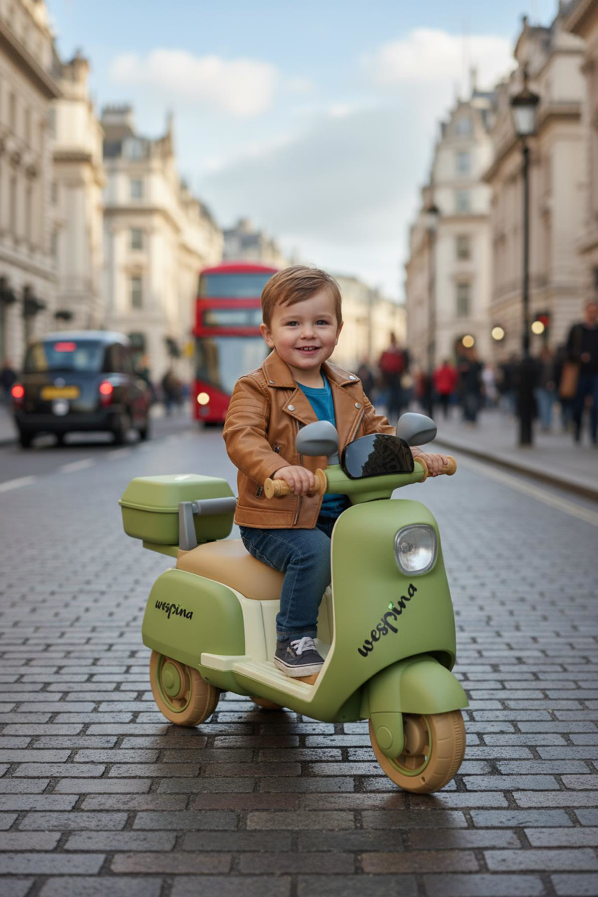 Hak İş Oyuncak Wespina Uzaktan Kumandalı Çocuk Akülü Motosiklet - Yeşil, 6V Şarj