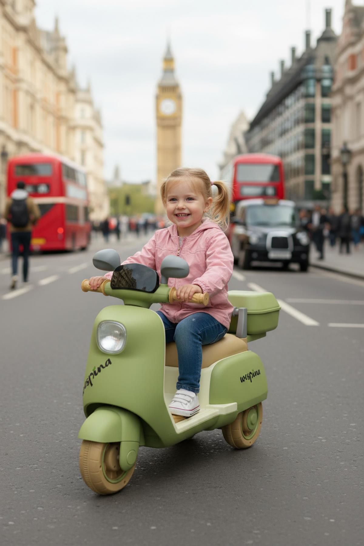 Hak İş Oyuncak Wespina Uzaktan Kumandalı Çocuk Akülü Motosiklet - Yeşil, 6V Şarj