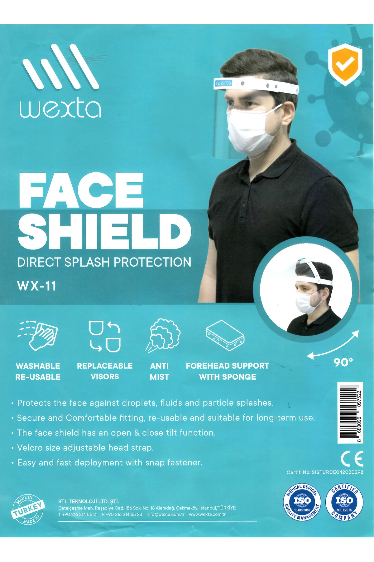 Wexta WX-11 Yüz Koruyucu Tek Camlı Siperlik