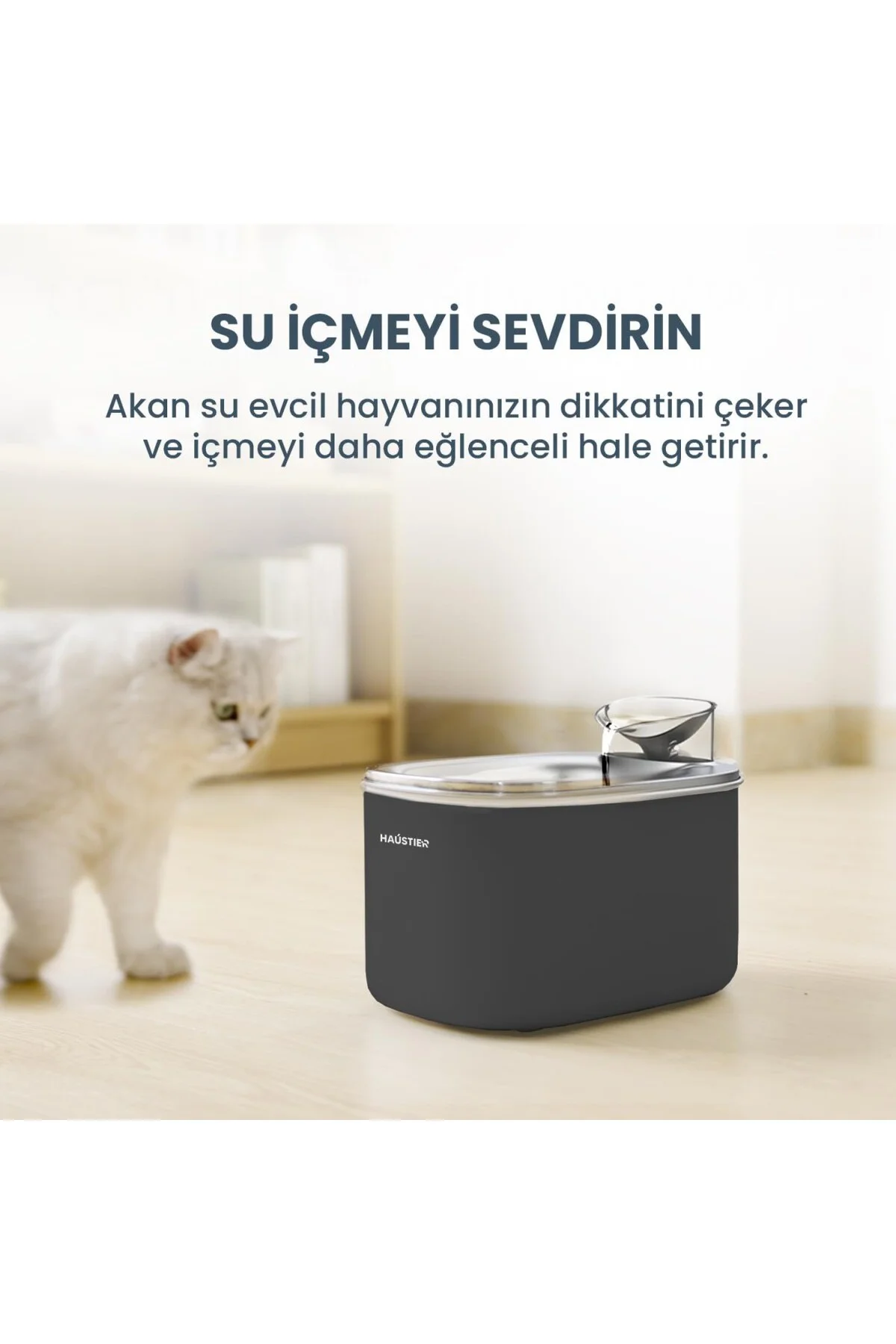 WF007L Otomatik Kedi Su Sebili,Kedi Su Çeşmesi, Su Şelalesi, Su Pınarı 3.5Lt Geniş H