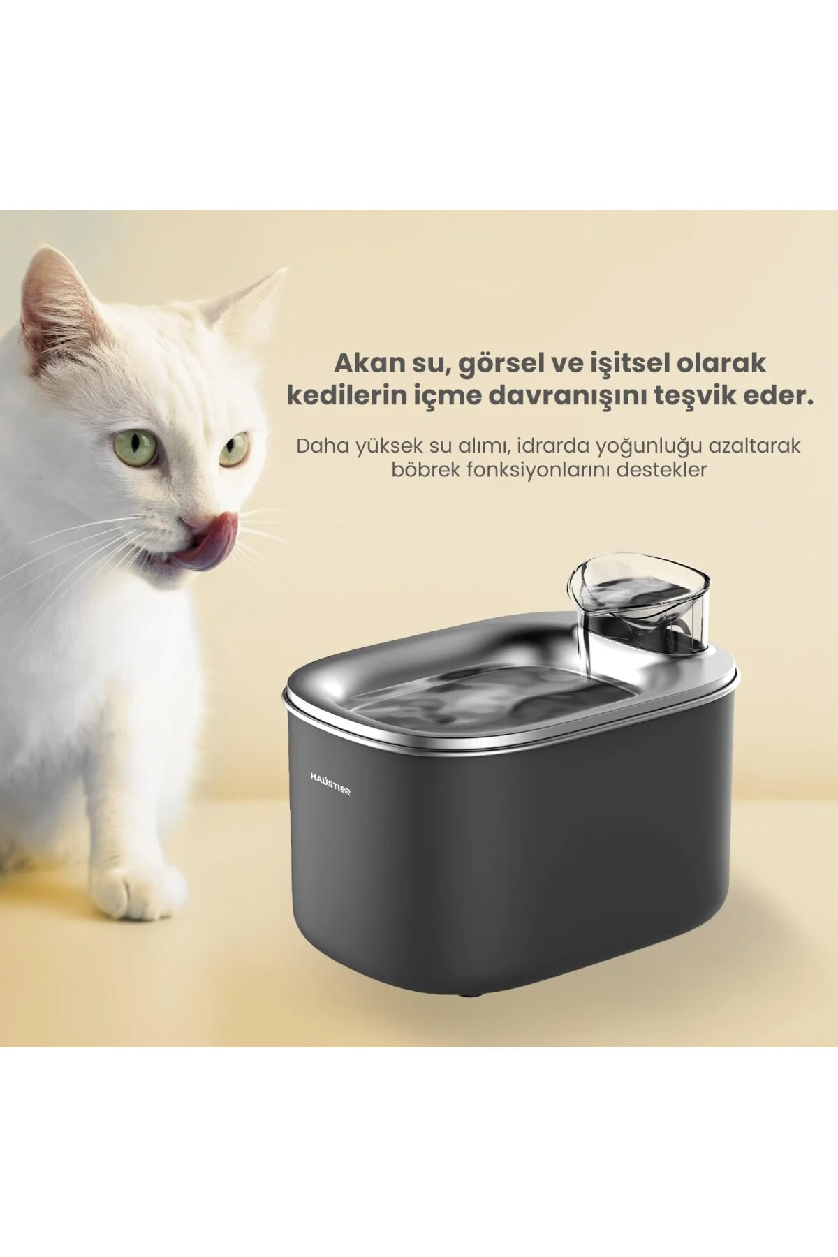 WF007L Otomatik Kedi Su Sebili,Kedi Su Çeşmesi, Su Şelalesi, Su Pınarı 3.5Lt Geniş H