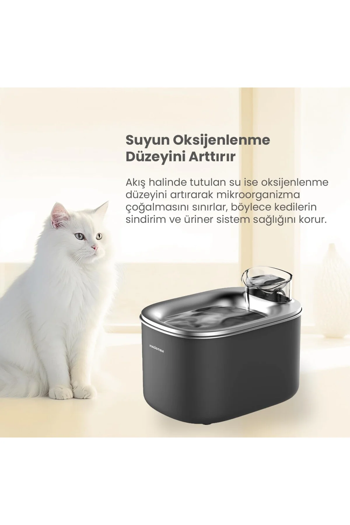 WF007L Otomatik Kedi Su Sebili,Kedi Su Çeşmesi, Su Şelalesi, Su Pınarı 3.5Lt Geniş H