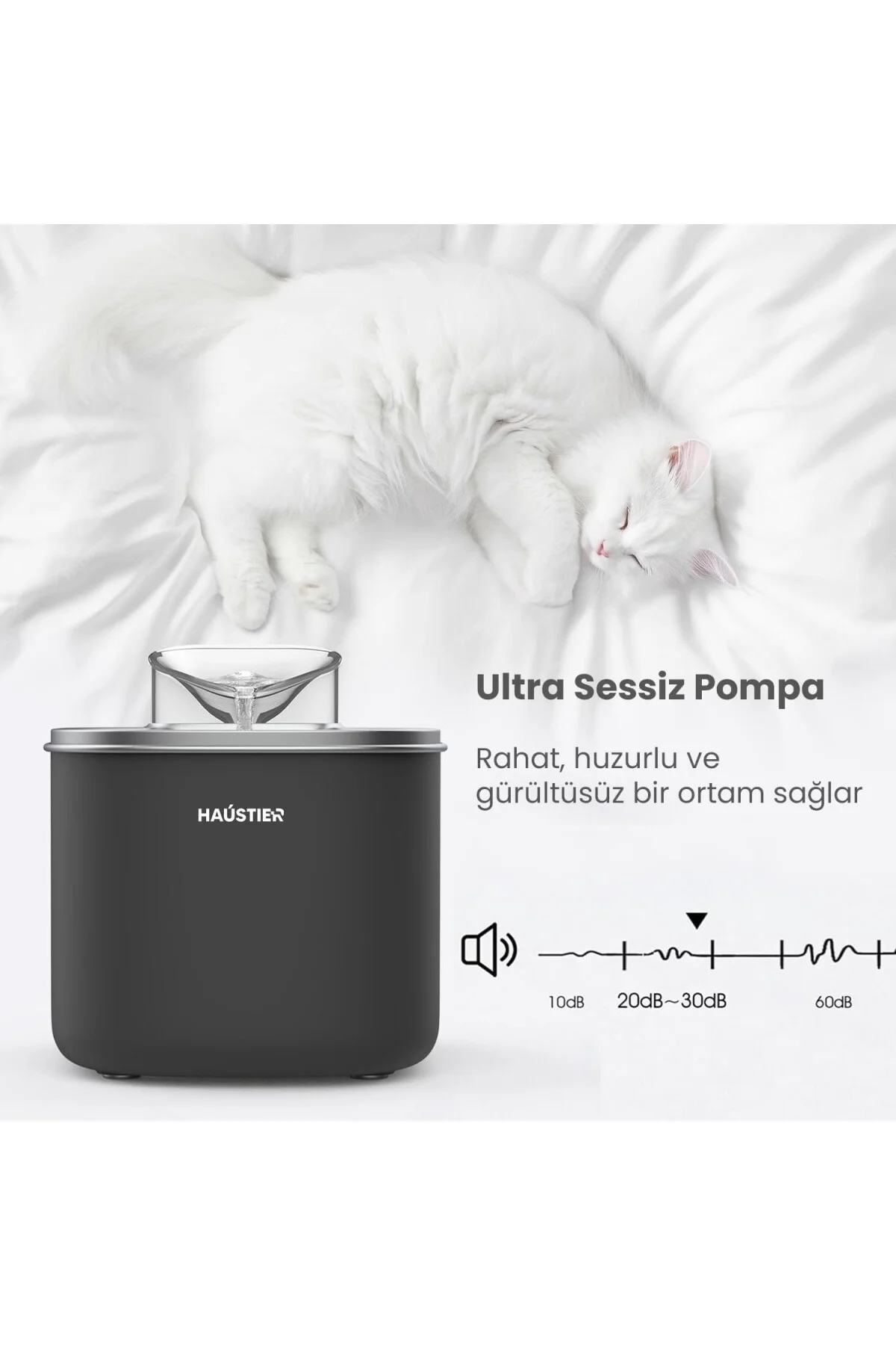 WF007L Otomatik Kedi Su Sebili,Kedi Su Çeşmesi, Su Şelalesi, Su Pınarı 3.5Lt Geniş H