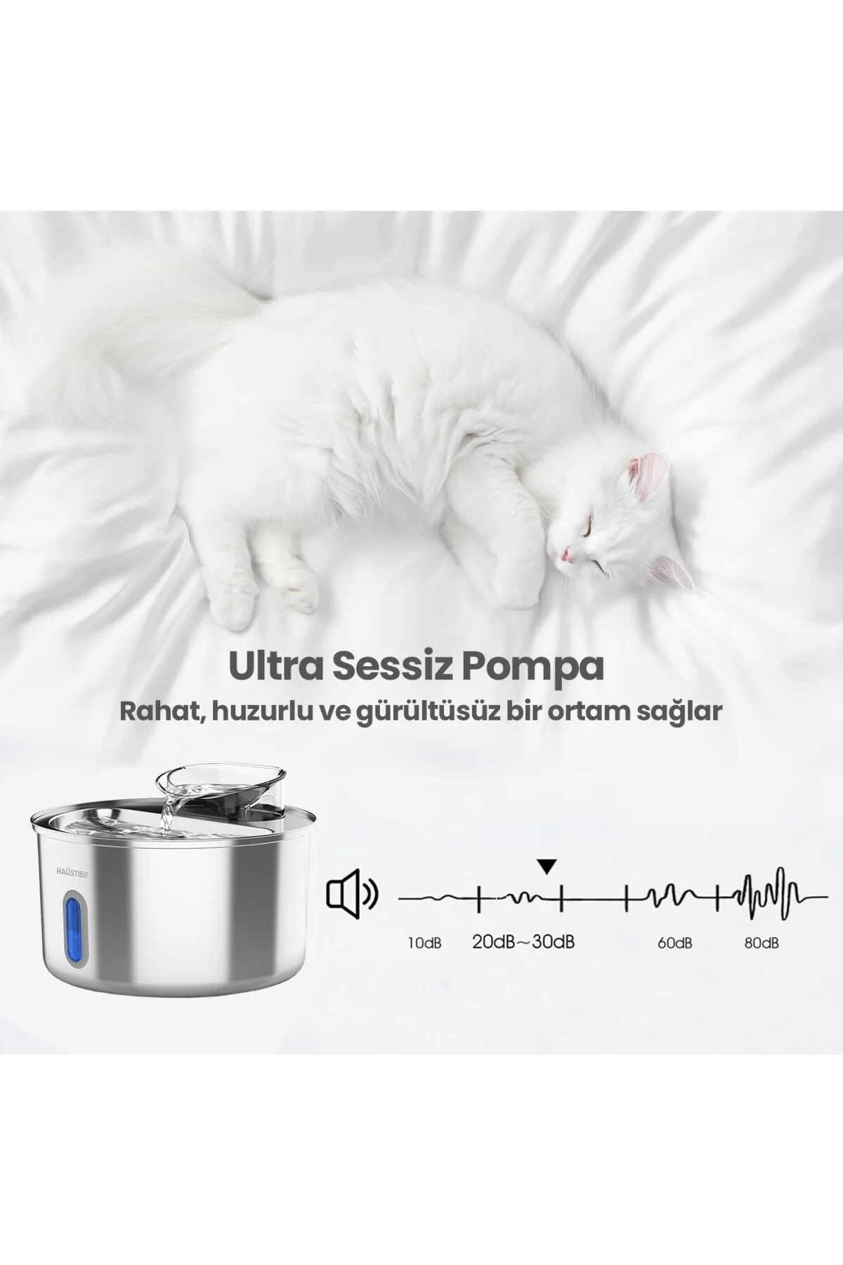 WF009L-W Pencereli Otomatik Kedi Su Sebili,Kedi Su Çeşmesi, Su Pınarı 3.5Lt Geniş Haz
