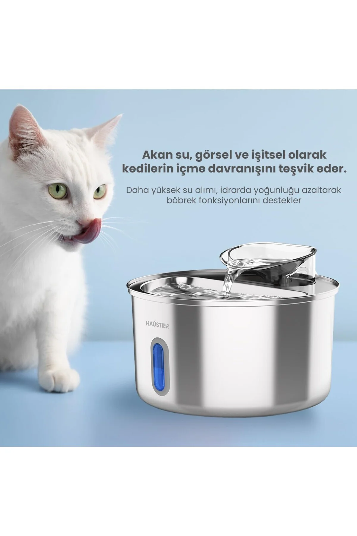 WF009L-W Pencereli Otomatik Kedi Su Sebili,Kedi Su Çeşmesi, Su Pınarı 3.5Lt Geniş Haz