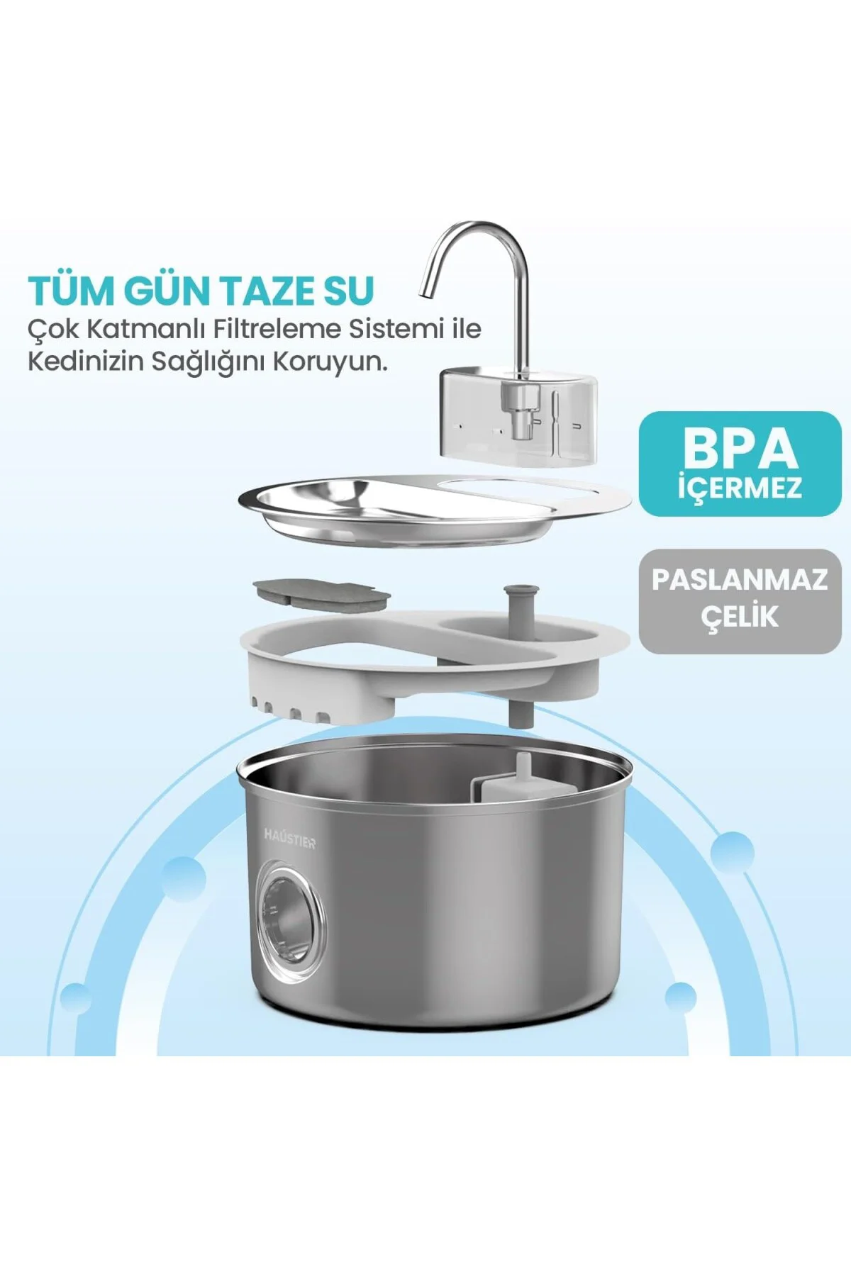 WF009LS-M Otomatik Kedi Su Çeşmesi,Kedi Su Sebili, Su Pınarı 3.5L