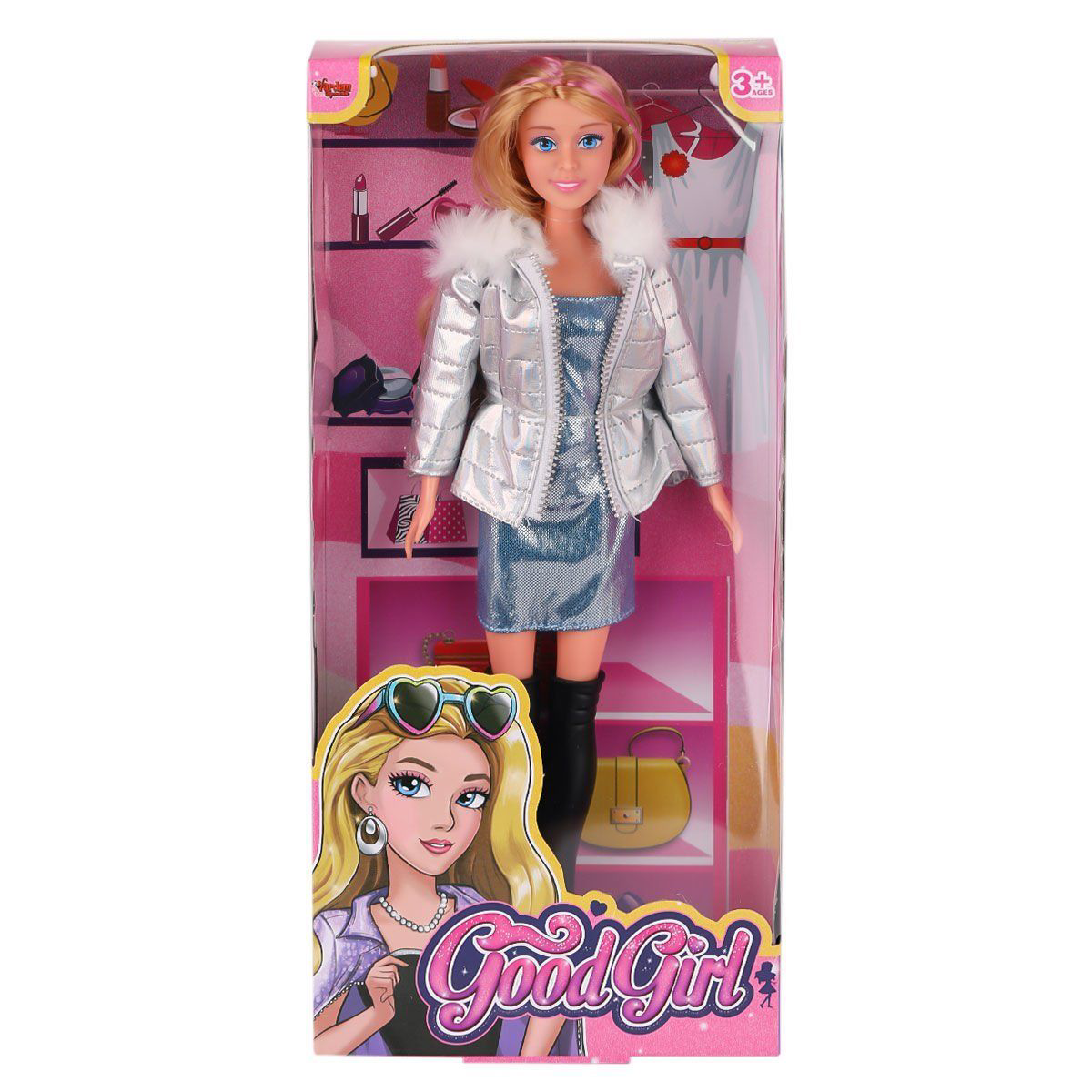 WG-66770 Parlak Elbiseli Ceketli Bebek 29 cm