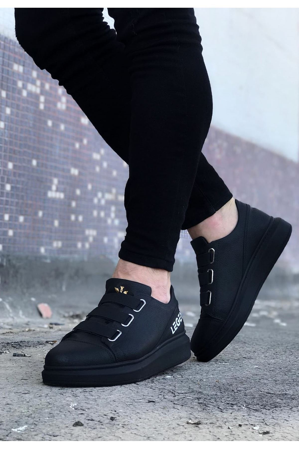 Butik Wg029 3 Bant Legend Kömür Kalın Taban Casual Erkek Ayakkabı