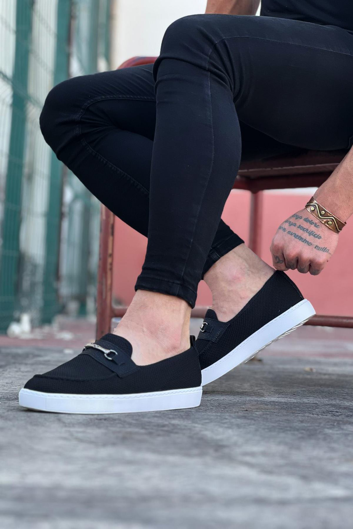 WG060 Siyah Triko Babet Erkek Casual Ayakkabı