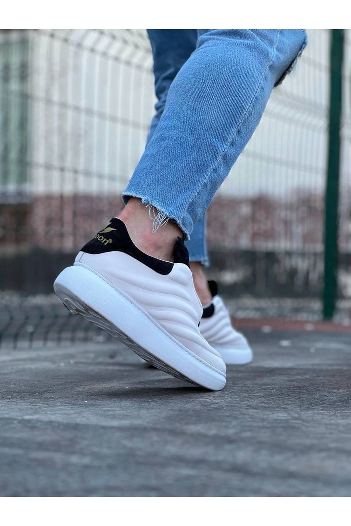 O K Giyim  Wg094 Beyaz Siyah Erkek Casual Ayakkabı