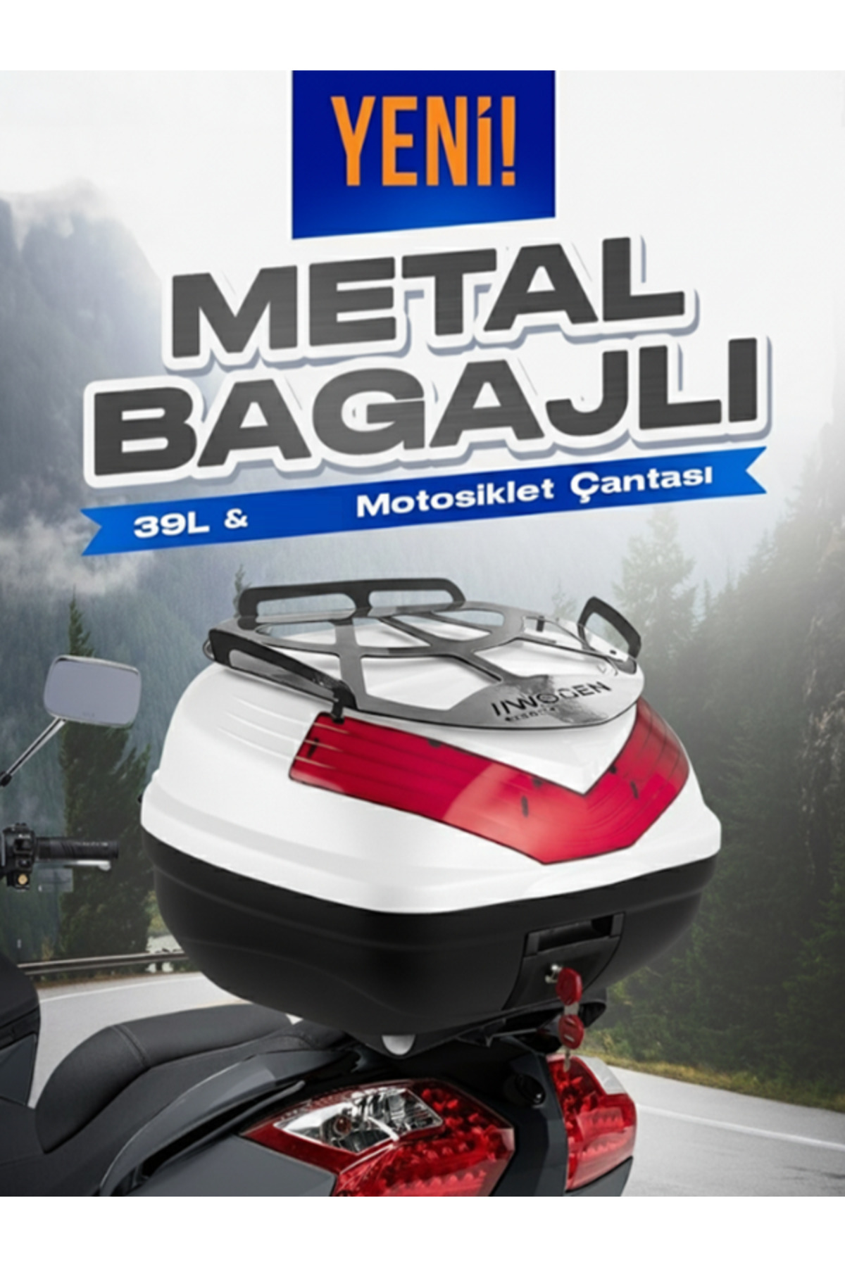 Wogen Wg39 Basic Metal Bagajli Çanta (Beyaz) + Karbon Dizlik Hediyeli