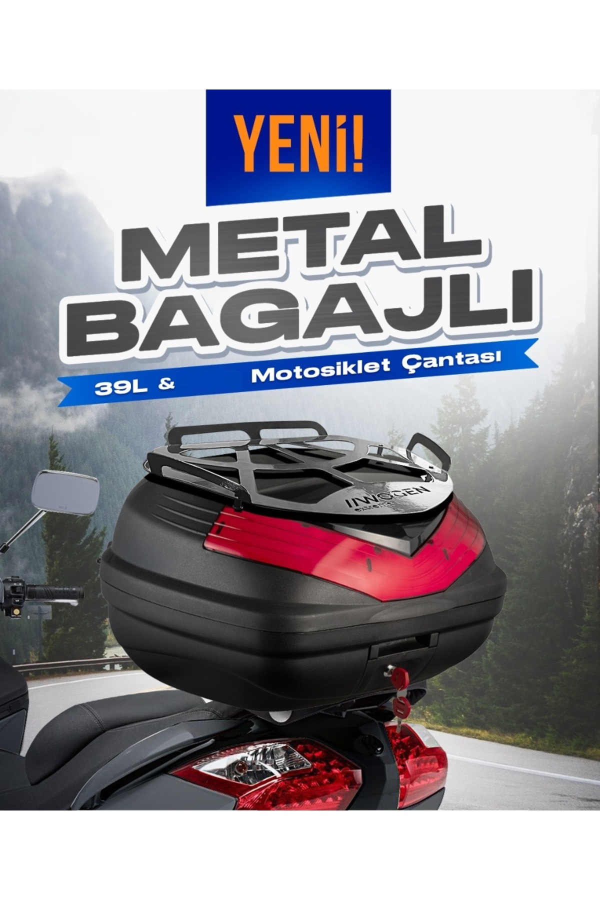 Wogen Wg39 Sirt Dayamali Premium Metal Bagajli Çanta (Siyah) + Karbon D