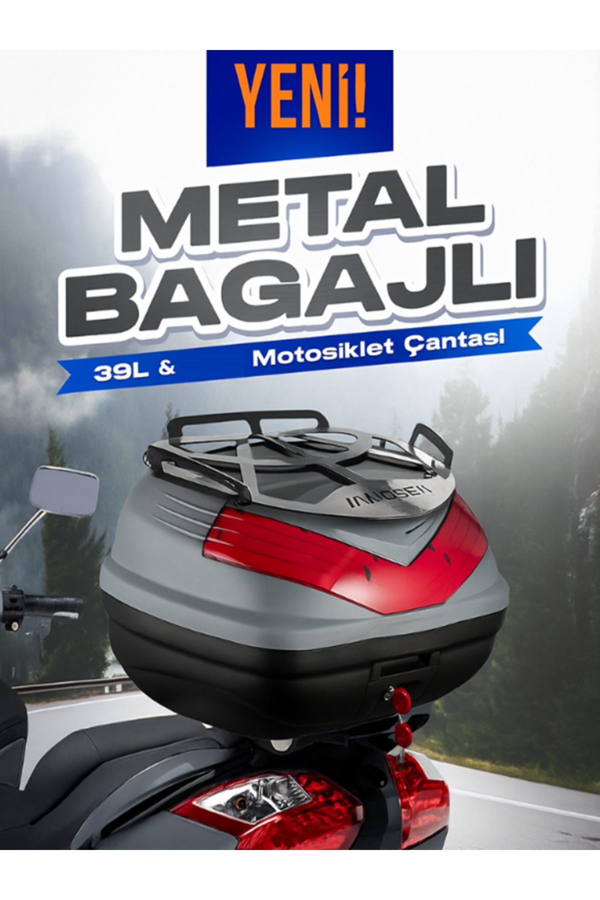 Wogen Wg39 Sirt Dayamali Premium Metal Bagajli Çanta (Nardo Gri) + Karb