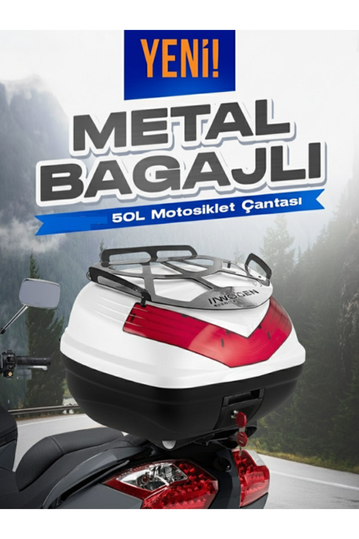 Wogen Wg50 Basic Metal Bagajli Çanta (Beyaz) + Karbon Dizlik Hediyeli