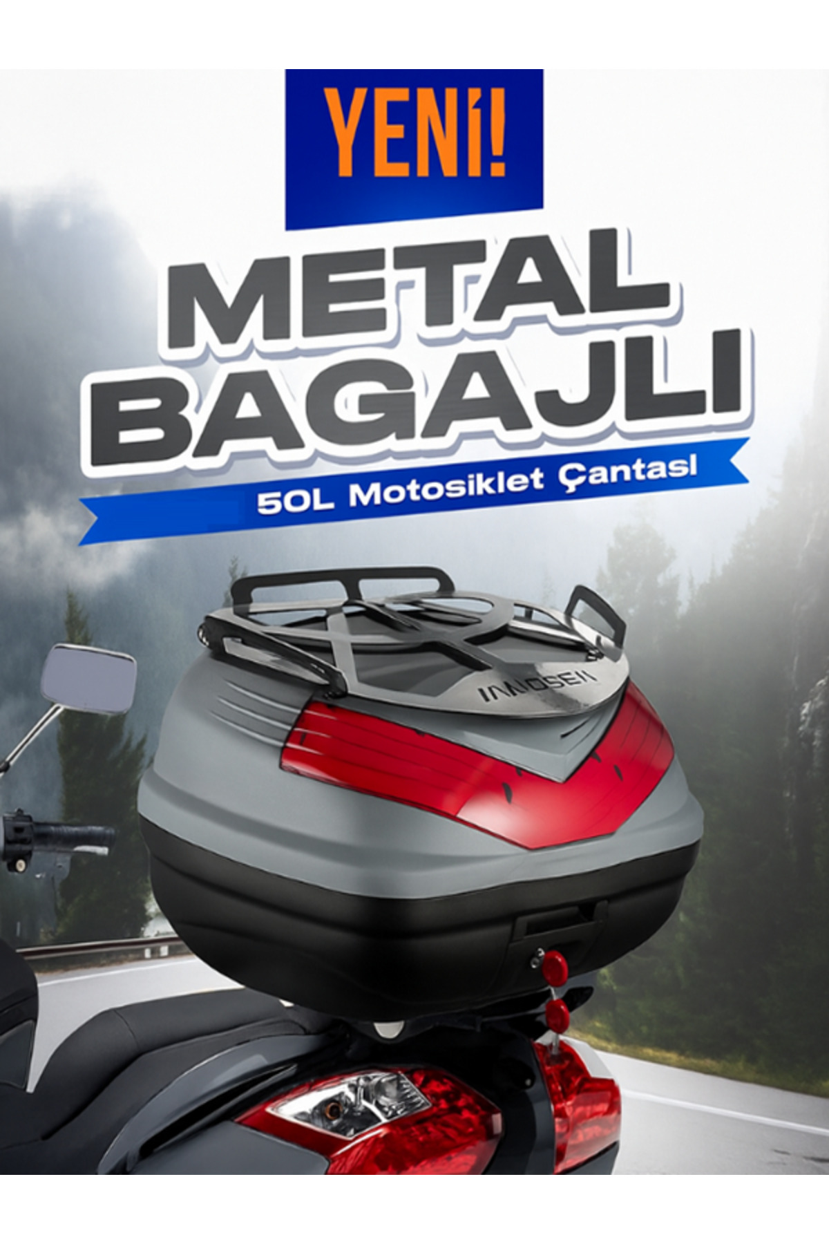 Wogen Wg50 Sirt Dayamali Premium Metal Bagajli Çanta (Nardo Gri) + Karb