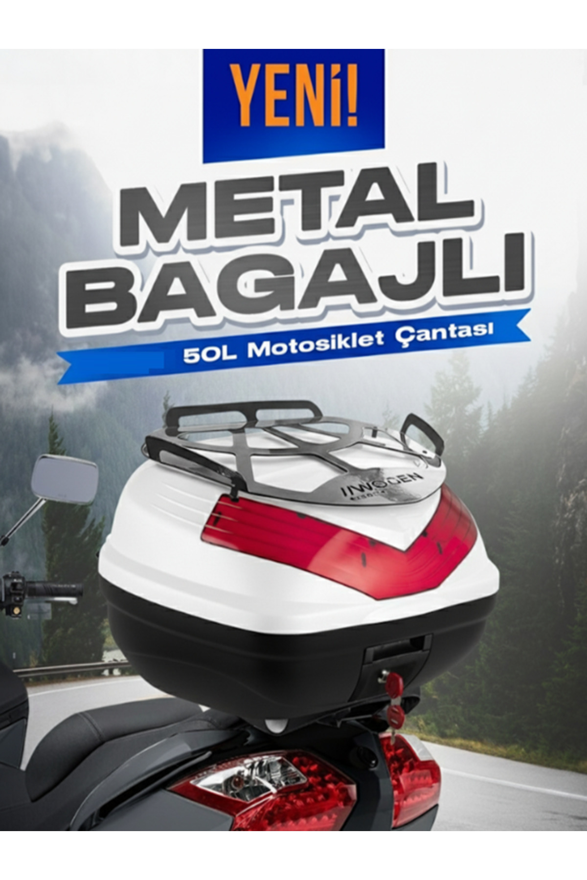 Wogen Wg50 Sirt Dayamali Premium Metal Bagajli Çanta (Beyaz)