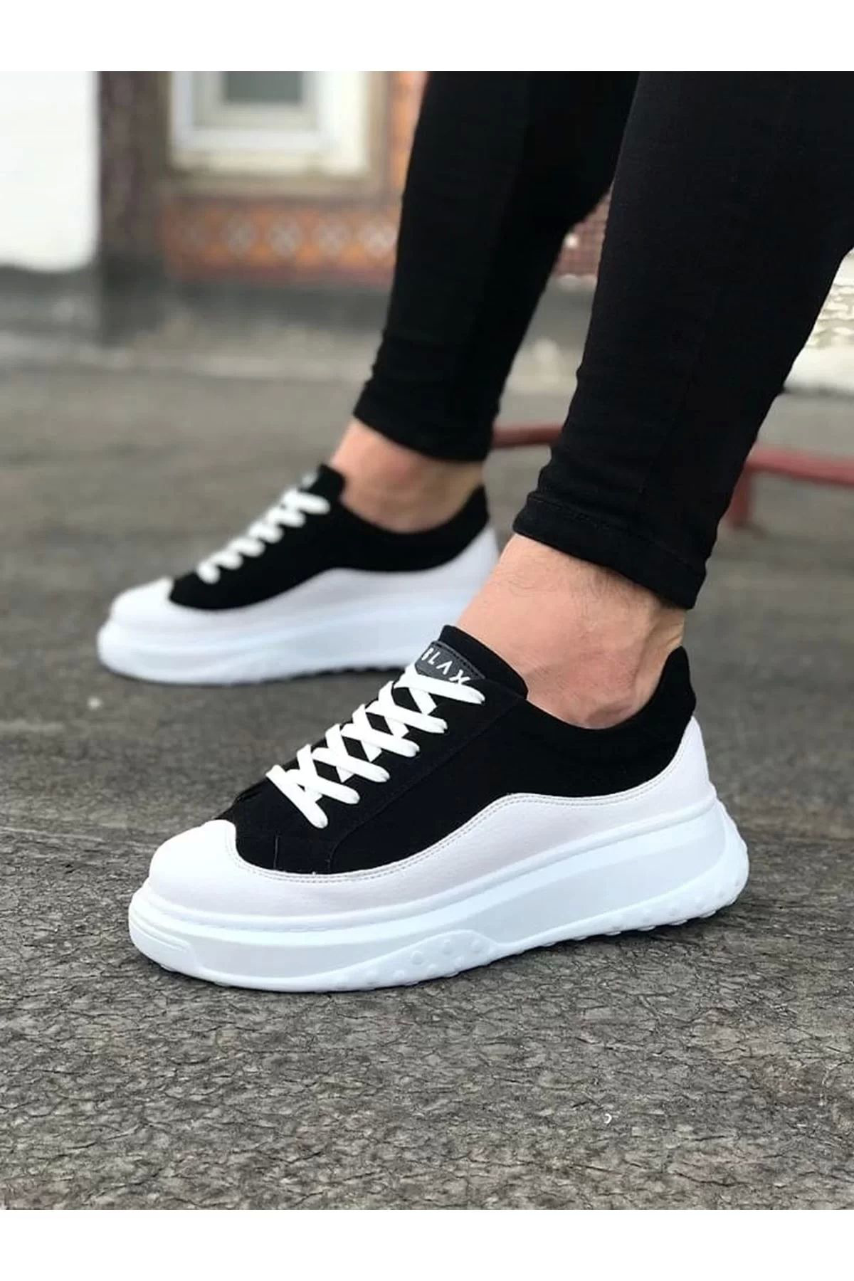 Satenmoda Wg507 Beyaz Siyah Erkek Ayakkabı