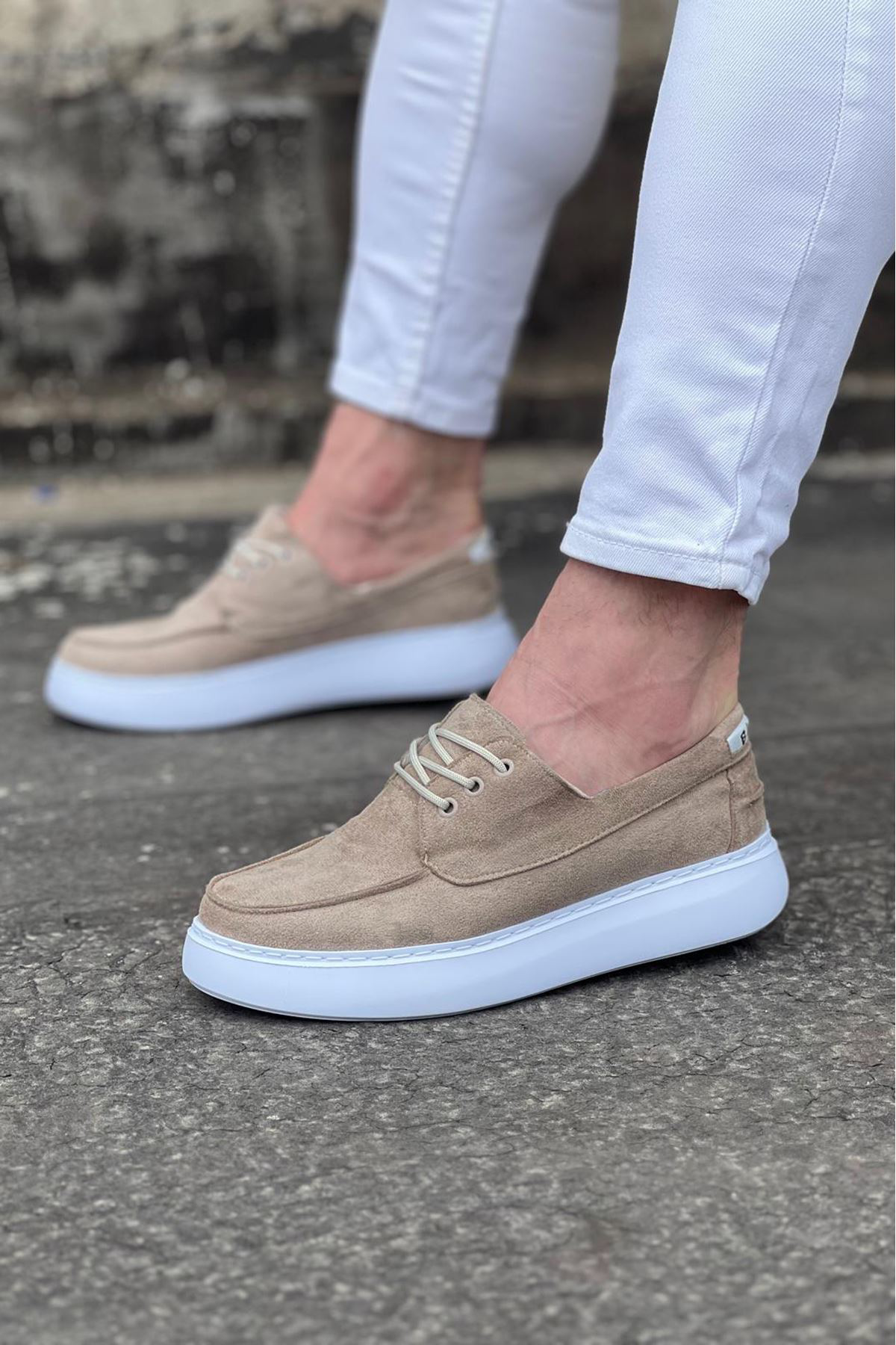 WG508 Bej Süet Ortopedik Taban Erkek Casual Ayakkabı