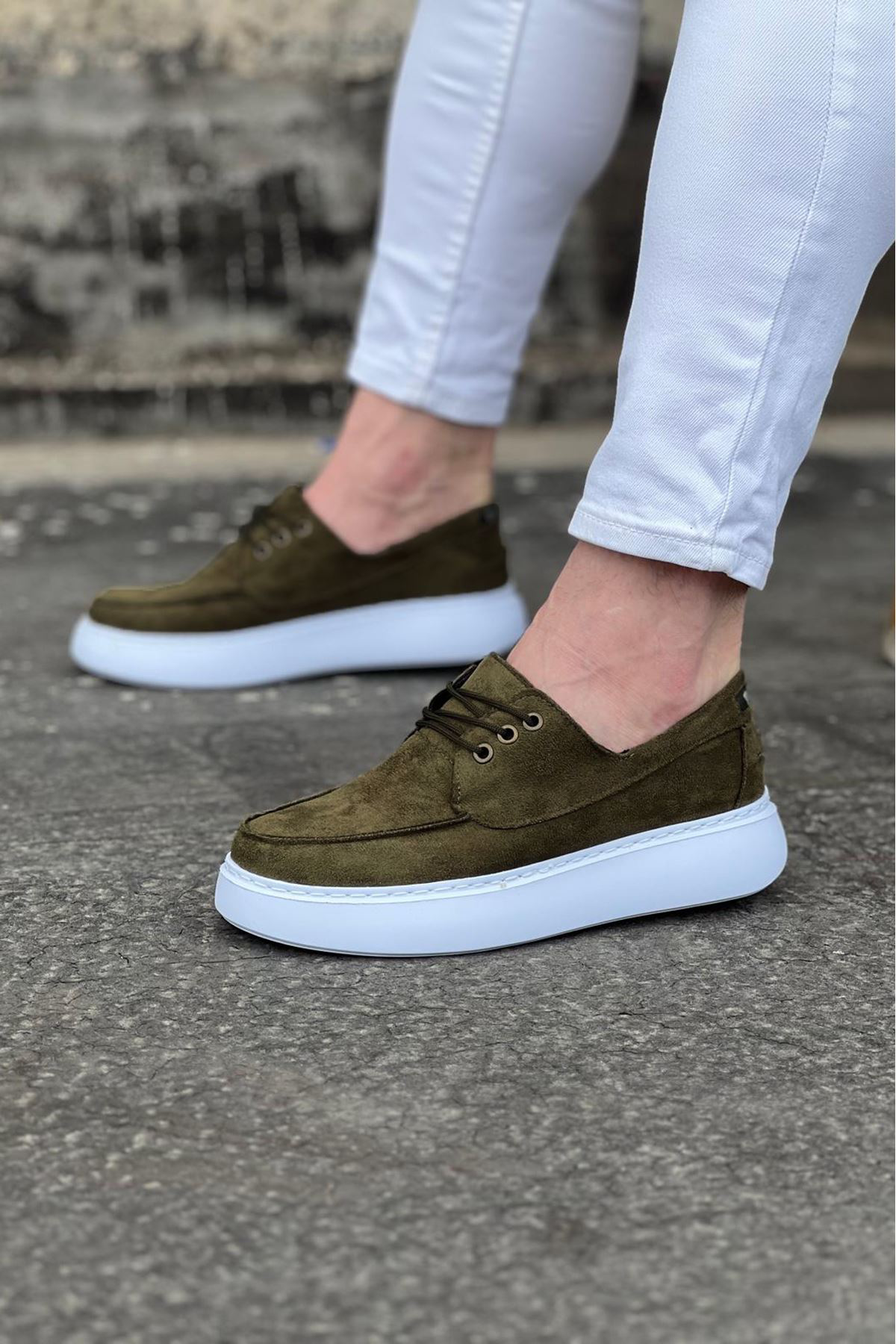 WG508 Haki Süet Ortopedik Taban Erkek Casual Ayakkabı
