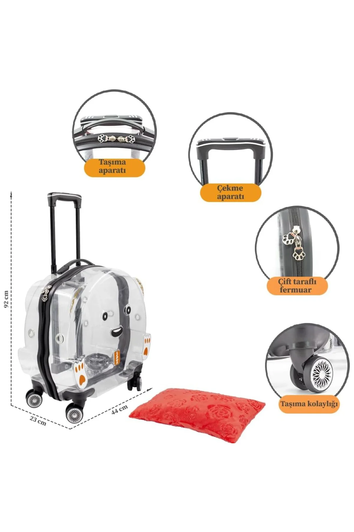 Wheel bag, Şeffaf Kedi ve Köpek Taşıma Çantası