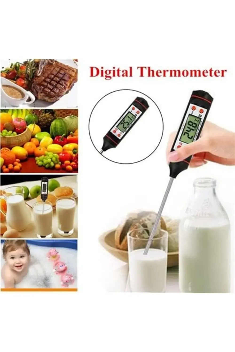 WHERE Gıda Termometresi Dijital Sıcaklık Derece Kutulu Et Süt Mam