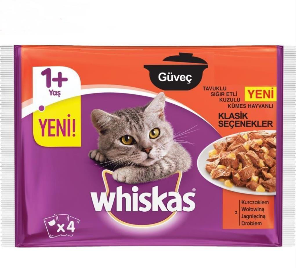 Whiskas Pouch Güveç Klasik Seçenekler Kedi Konservesi 4 x 85 Gr