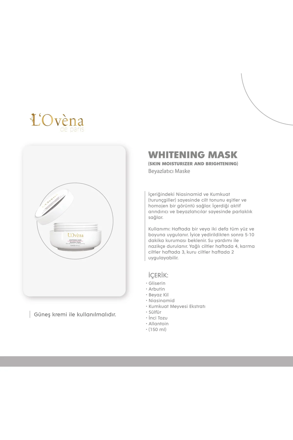 - Whıtenıng Mask 150 ml