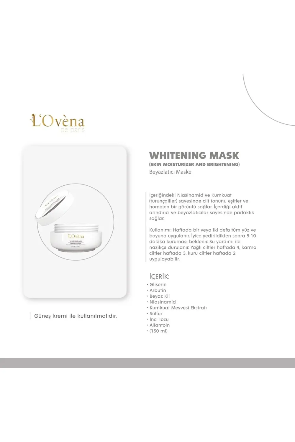 - Whıtenıng Mask 150 ml