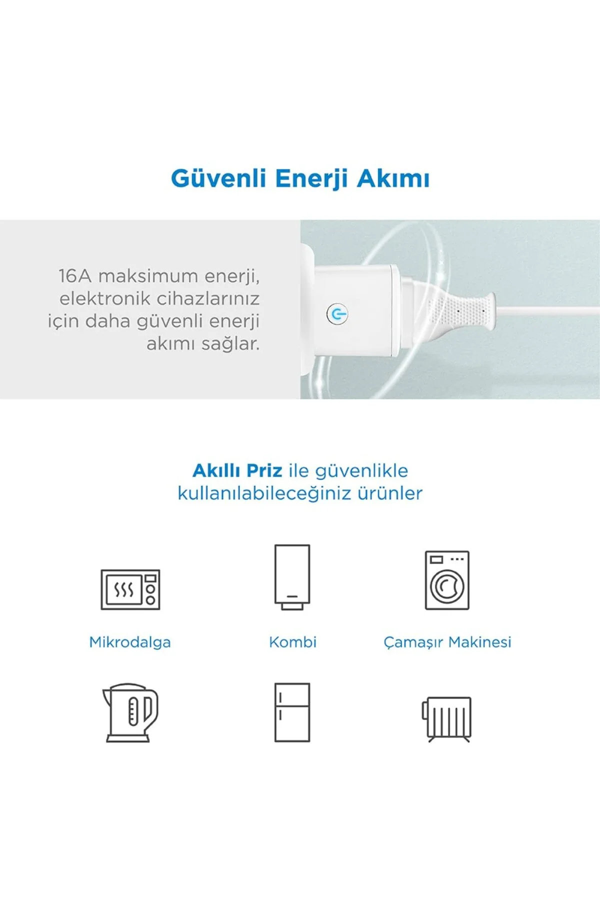 Wi-Fi 16 A Akıllı Tekli Akım Korumalı Priz Wi-Fi 16 A Akıllı Tekli Akım Korumalı Priz