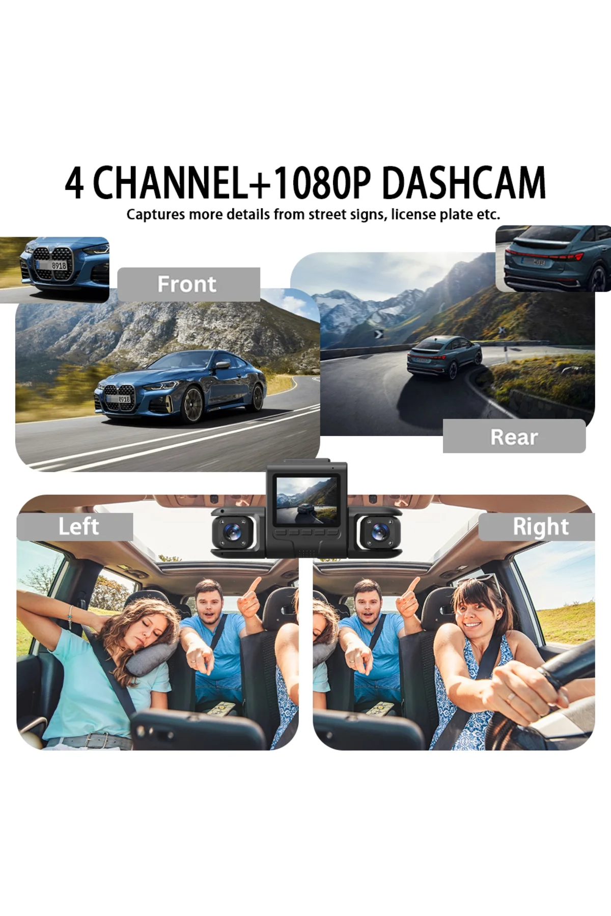 Wi-Fi Bağlantılı 1080P HD 4 Kameralı Araç İçi Kayıt Sistemi, 2.4 İnç Ekran ve Gece Görüş Özellikli Fiyatı, Yorumları ve Özellikleri