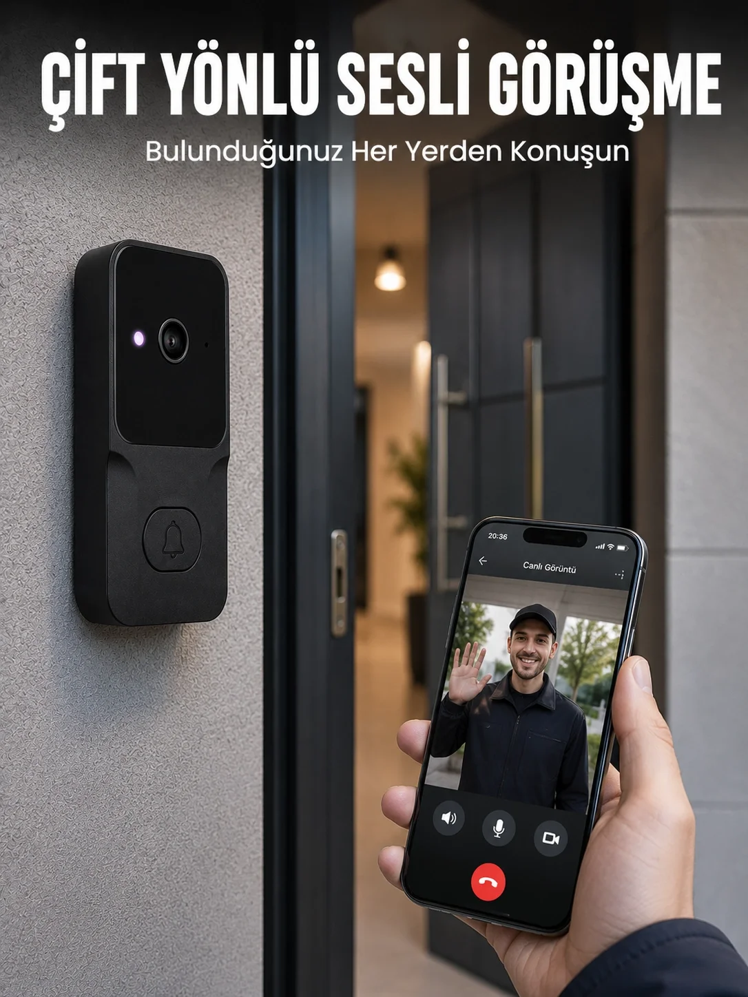Wi-Fi Bağlantılı Akıllı Kapı Zili  Telefon Kontrollü HD Güvenlik Sistemi Fiyatı, Yorumları ve Özellikleri