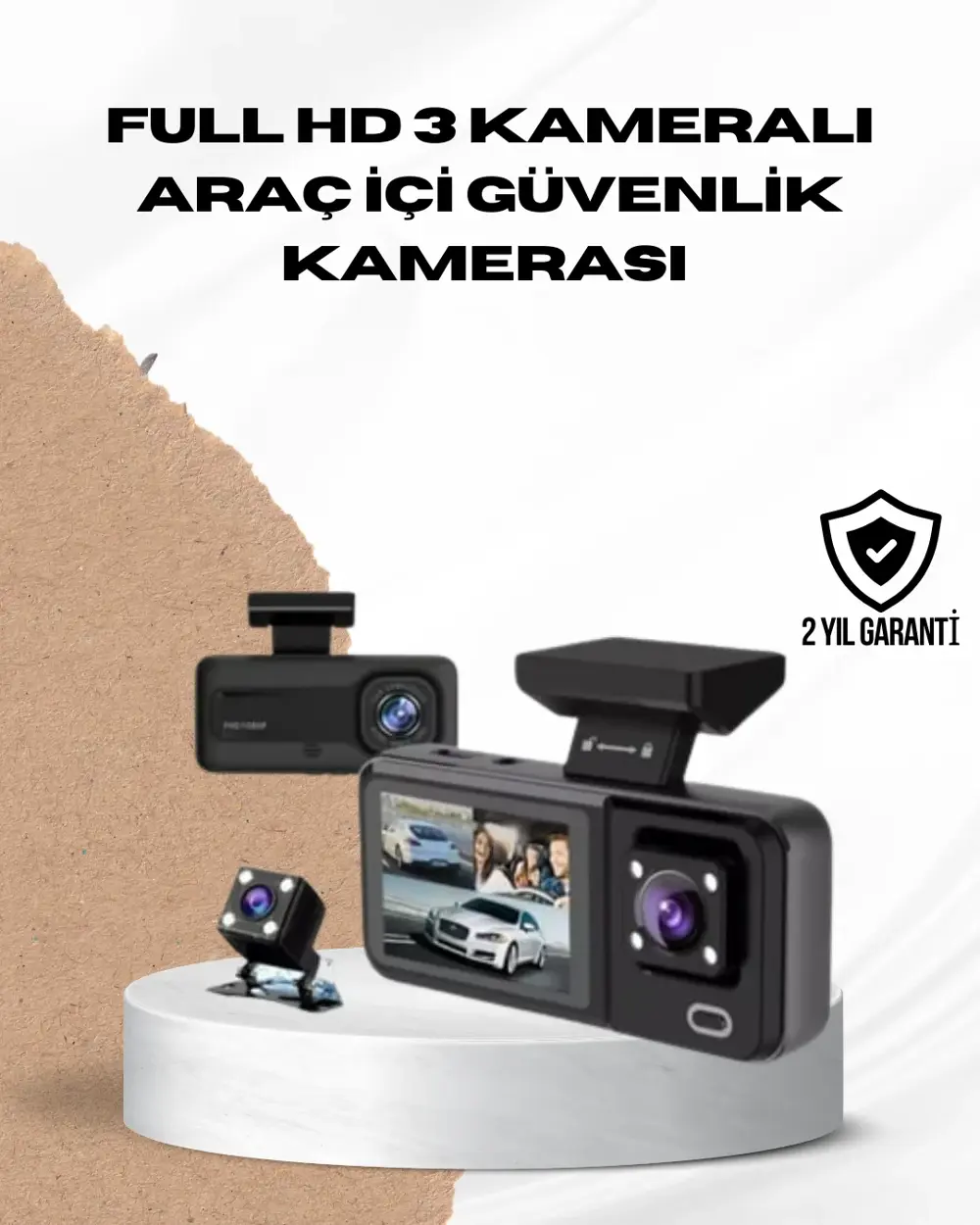 Wi-Fi Bağlantılı Full HD Araç Kamera Seti 3 Kameralı Park Koruma