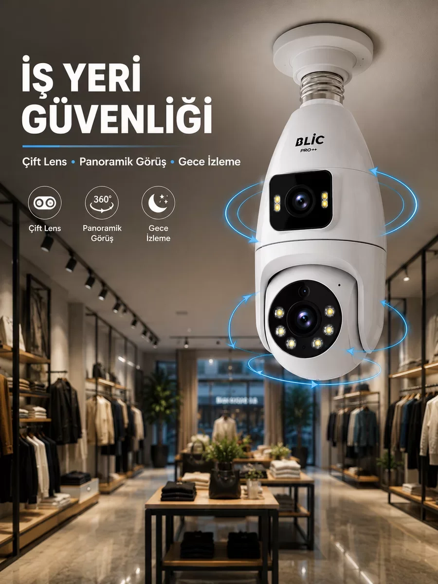 Wi-Fi Çift Lens Ampul Kamera  Akıllı Ev Güvenliği Fiyatı, Yorumları ve Özellikleri