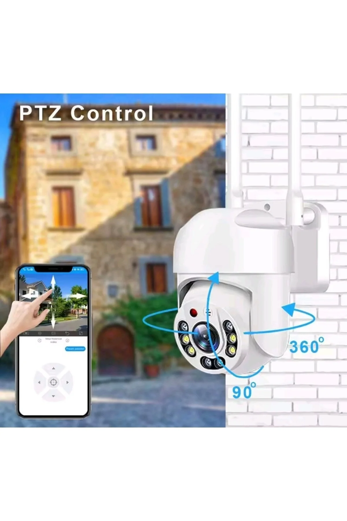 Wi-fi ptz iç ve dış mekan 360 derece çift antenli 1080p 3 mp speed dome ip kamera