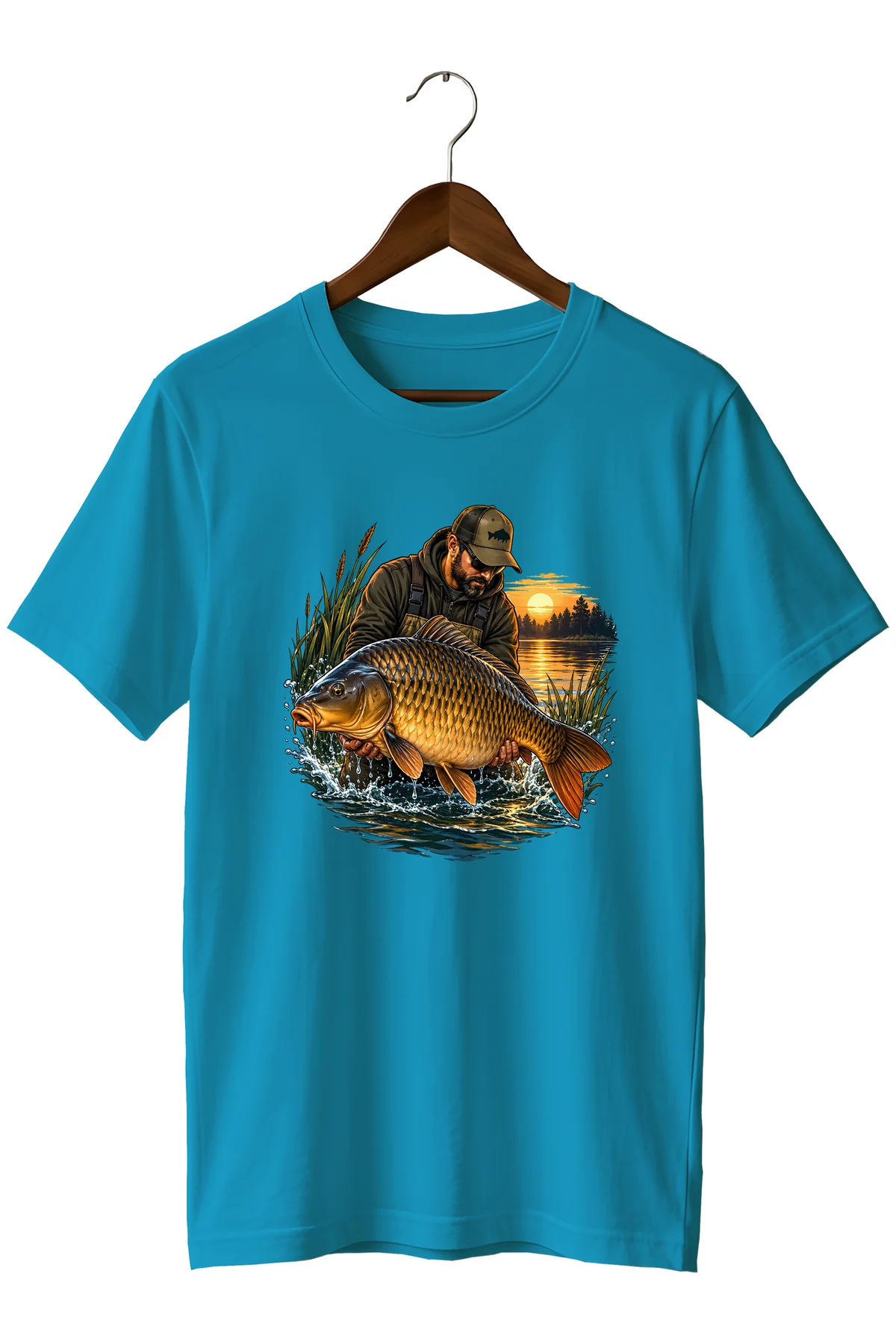 Widi Collection Sazan Balığı ve Balıkçı Baskılı Unisex T-Shirt – Olta Balıkçılığı Temalı Kısa Kollu Bisiklet Yaka Widi Collection Sazan Balığı ve Balıkçı Baskılı Unisex T-Shirt – Olta Balıkçılığı Temalı Kısa Kollu Bisiklet Yaka