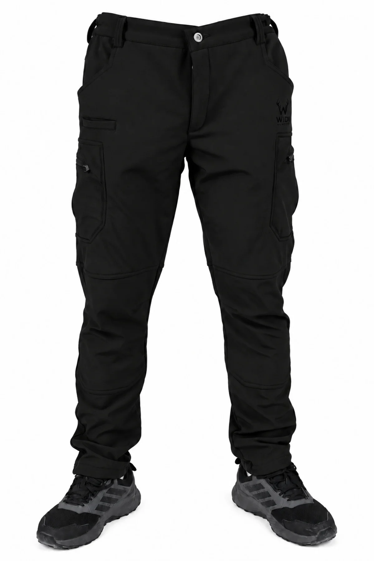 Widi Siyah Softshell Su İtici Esnek Taktik Kargo Cepli Outdoor Pantolon